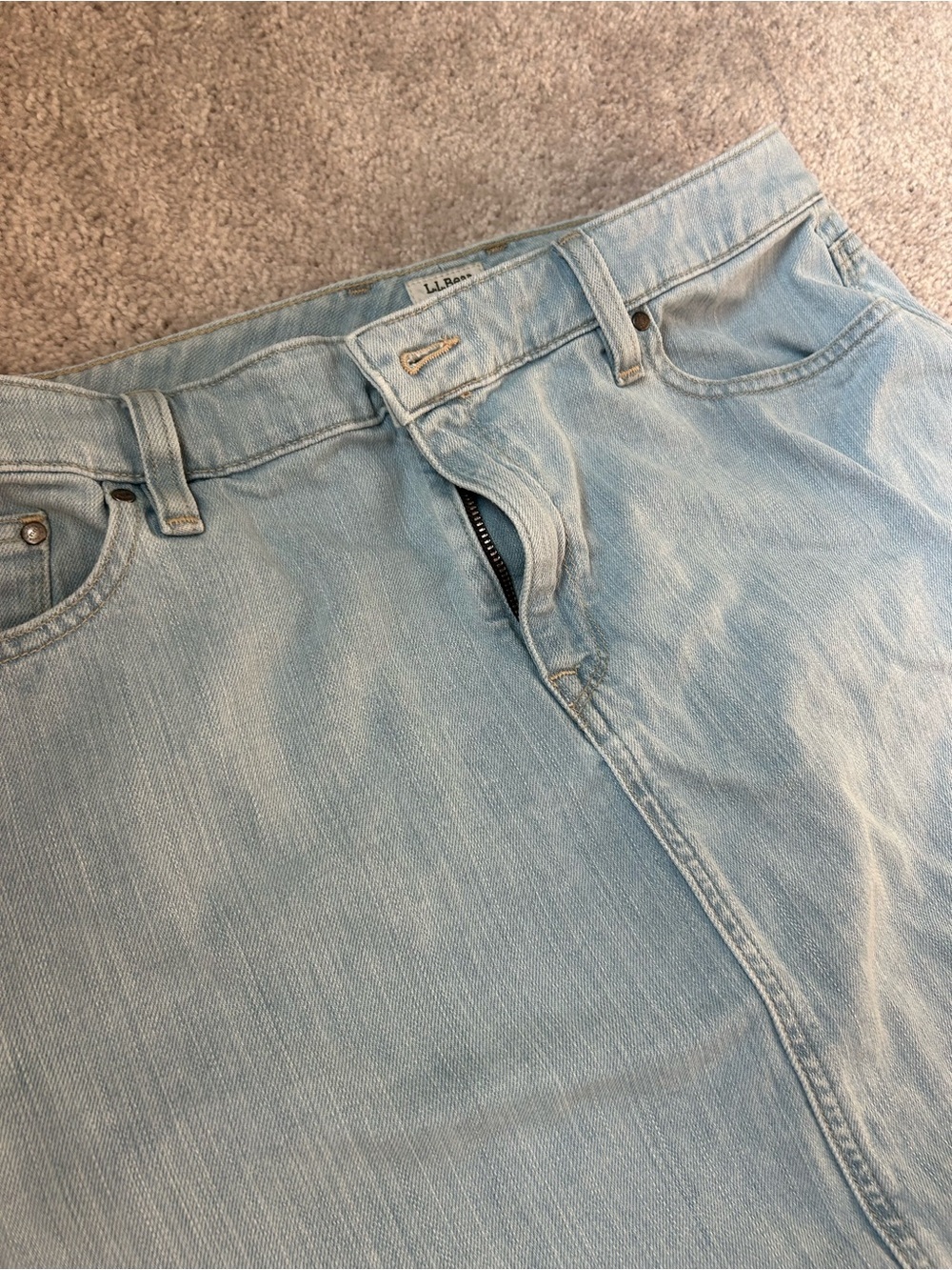 L.L. Bean Light wash Blue Denim Mini Skirt favorite fit - Picture 3 of 5